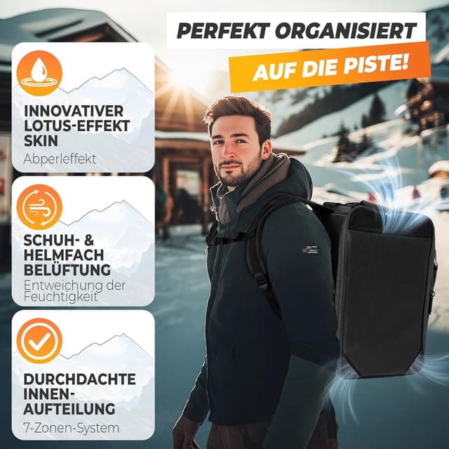 Detalle de ROCKRO Skischuhtasche 49L mit Helmfach