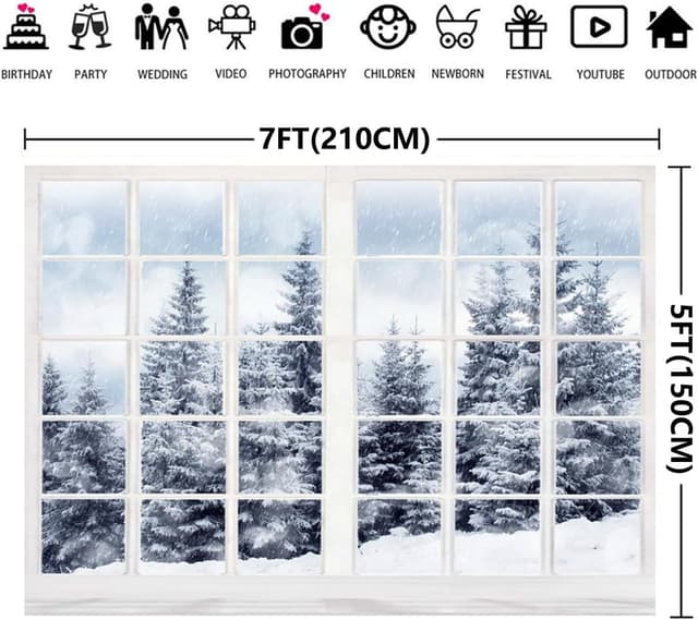 Thumbnail 5 de Aisnyho Winter Snow Scene Backdrop 8x6ft 🎞