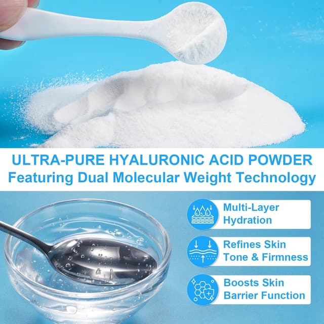 Detalle 2 de Hyaluronsäure Pulver 120g für Gesicht Haut Tiefenhydration