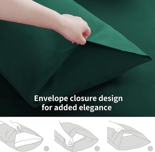 Detalle de Tifschlaf Tifschlaf Pillow Cases (4 Pack) – Emerald Green Brushed Microfibre Pillow Covers, Standard Queen 50x75 cm