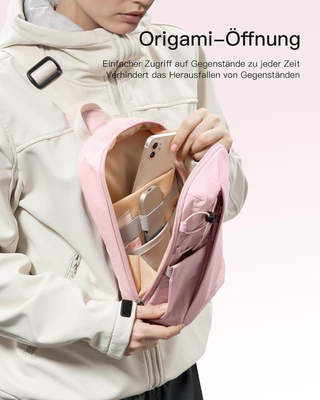 Detalle de Inateck Sling Bag X-Row – leichte Brusttasche/Umhängetasche mit spritzwassergeschütztem Außenmaterial