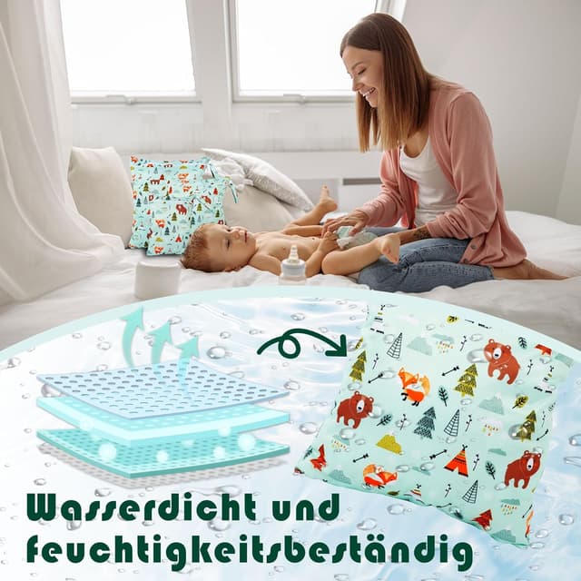 Thumbnail 3 de Rinfency Wetbag Set (3-teilig) „Zoo“ – große nasse Täsche für Kindergarten, Schwimmen & Windeln