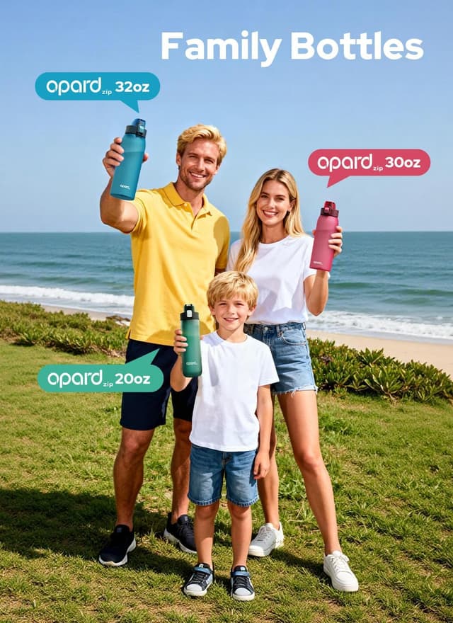 Thumbnail 6 de Opard Zip 1000ml Tritan water bottle with flip-top, leakproof lid (dishwasher safe)