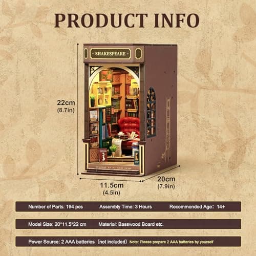 Detalle 1 de ROBOTIME Book Nook Kit 🏡 Casa de Muñecas en Madera