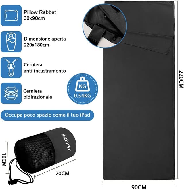 Detalle 2 de JAICOM sacco lenzuolo 220x90 cm ultraleggero