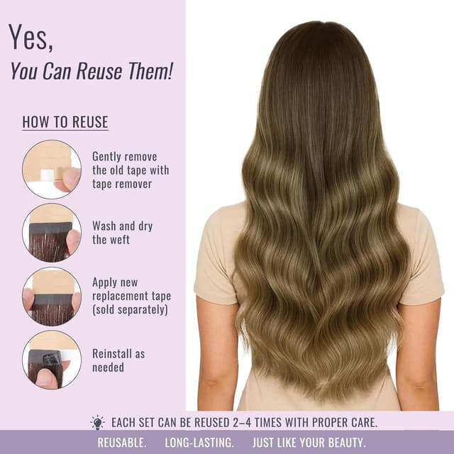 Thumbnail 6 de Fshine Extensiones Adhesivas Pelo Natural 20 Pzas 18" 💇♀