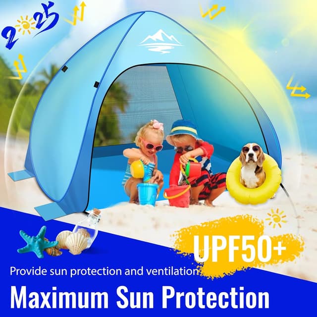 Detalle 2 de Purebox Beach Tent Pop Up for 3–4 Persons with UV Protection & Zipper Door