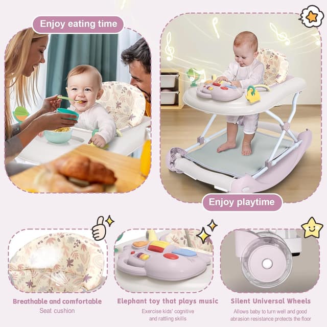 Detalle de 5-in-1 Foldable Baby Walker for 6-18 Months