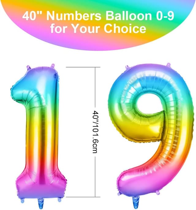 Detalle 2 de OFFCUP Ballon 19 Ans Arc-en-Ciel 101 cm