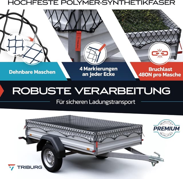 Thumbnail 2 de TRIBURG Anhängernetz Dehnbar 1,5x2,7 m bis 2,5x3,5 m