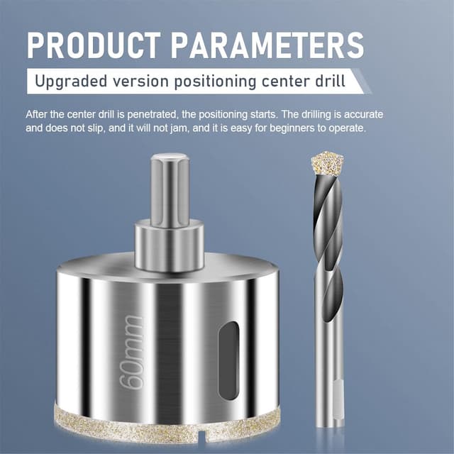 Detalle 2 de Flintronic Diamond Drill Bit 60mm with Centre Guide for Glass & Tile