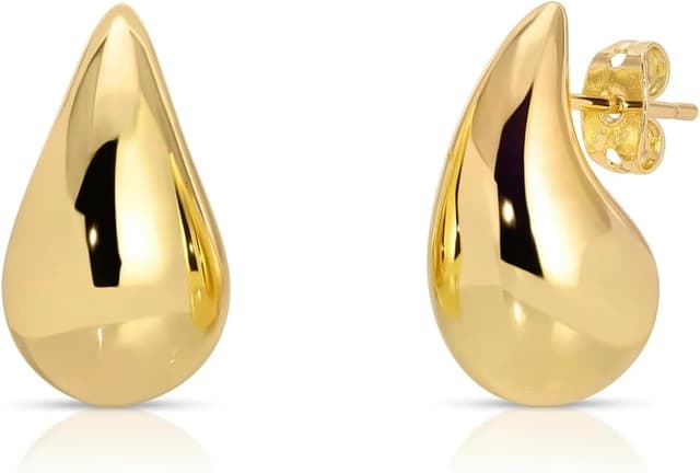 Detalle de Elegance 11 designs Tropfenohrringe Dupes für Frauen – dicke Gold Chunky Creolen aus Messing, hypoallergen (kein Edelstein)