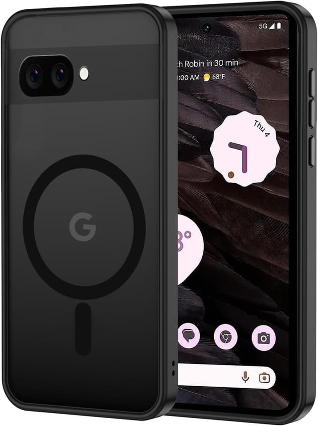Detalle de XTCASE Coque magnétique MagSafe pour Google Pixel 9A (noir) — dos mat translucide et protection anti-chocs