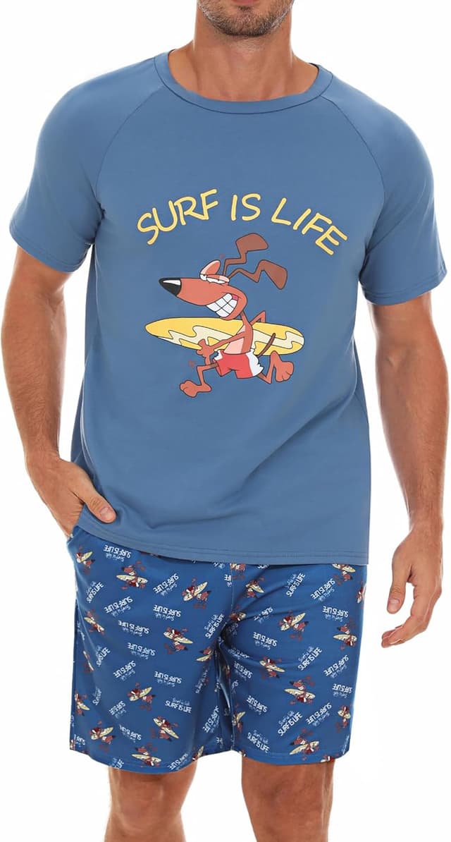 Detalle de Jahetuul Pijama Hombre Verano Manga Corta