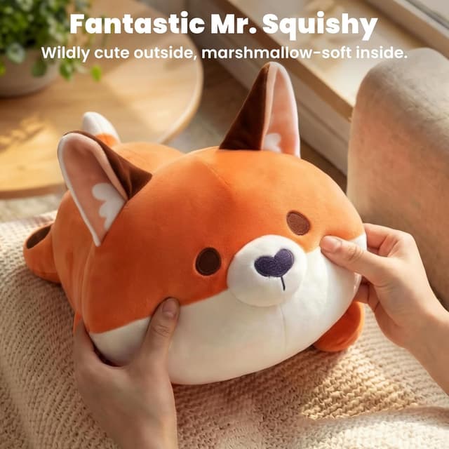 Detalle de Mewaii Cute Fox Plush Pillow (13-inch) – kawaii red fox cuddly stuffed cushion for kids & girls