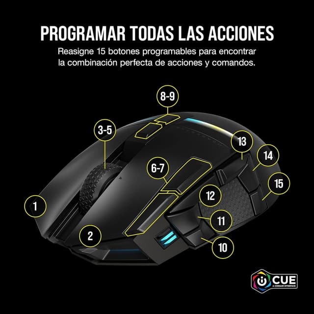 Thumbnail 3 de Corsair DARKSTAR Ratón Inalámbrico RGB para Juegos 🎮 - 15 Botones