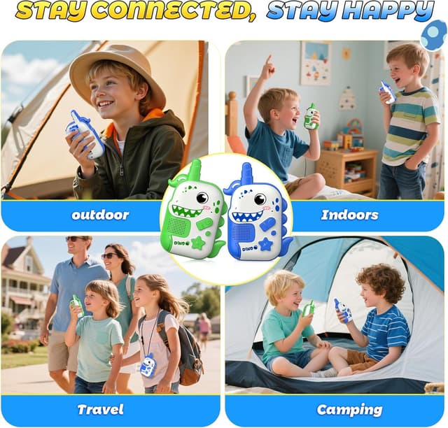 Detalle de Kinder Walkie-Talkie mit USB-Laden – Dinosaurier-Funkgeräte-Set für Jungen (ab ca. 3–8 Jahren)