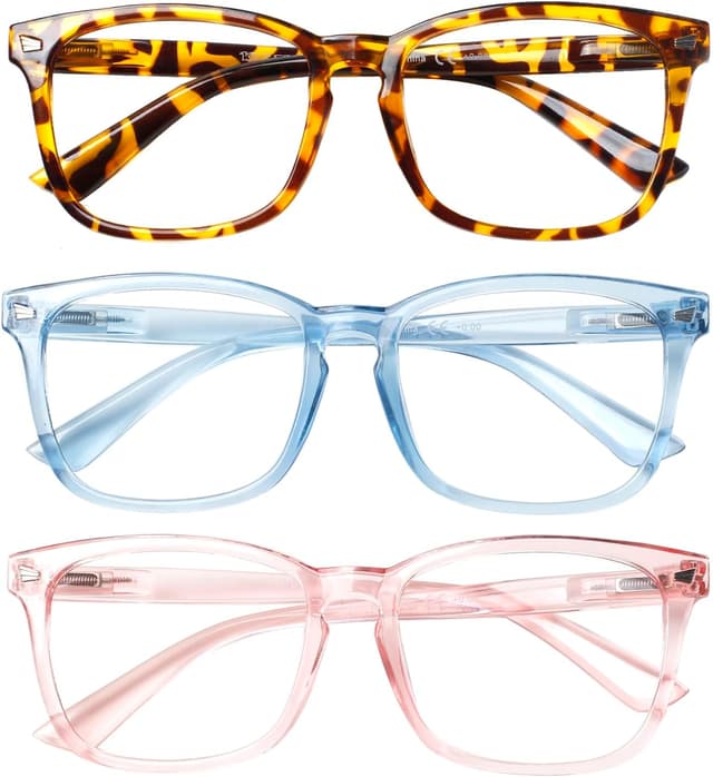Detalle de Kerecsen 3 Pack Reading Glasses with Blue Light Blocking & UV400 Lenses – Lightweight square frames