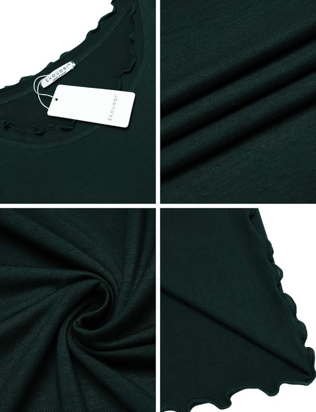 Detalle 1 de Chemise de nuit femme Ekouaer, col rond