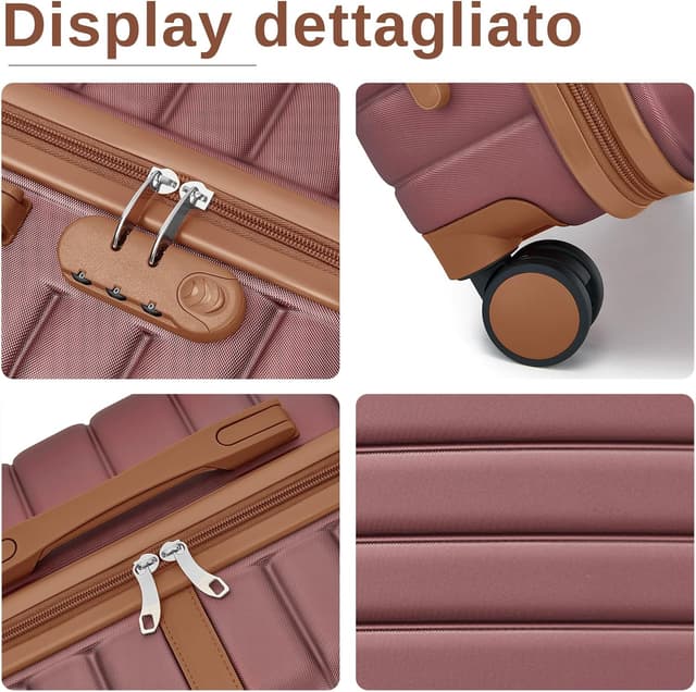 Detalle de Kono Valigia Grande Rigida 76,5 cm ABS+PC con 8 ruote 360° Bordeaux