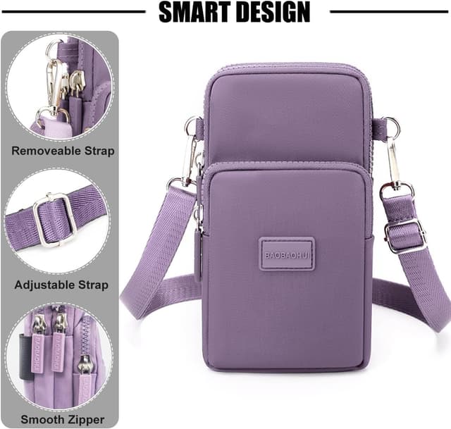 Detalle de DuoLmi waterproof crossbody phone pouch bag for women (20 x 10 x 5 cm) with adjustable strap