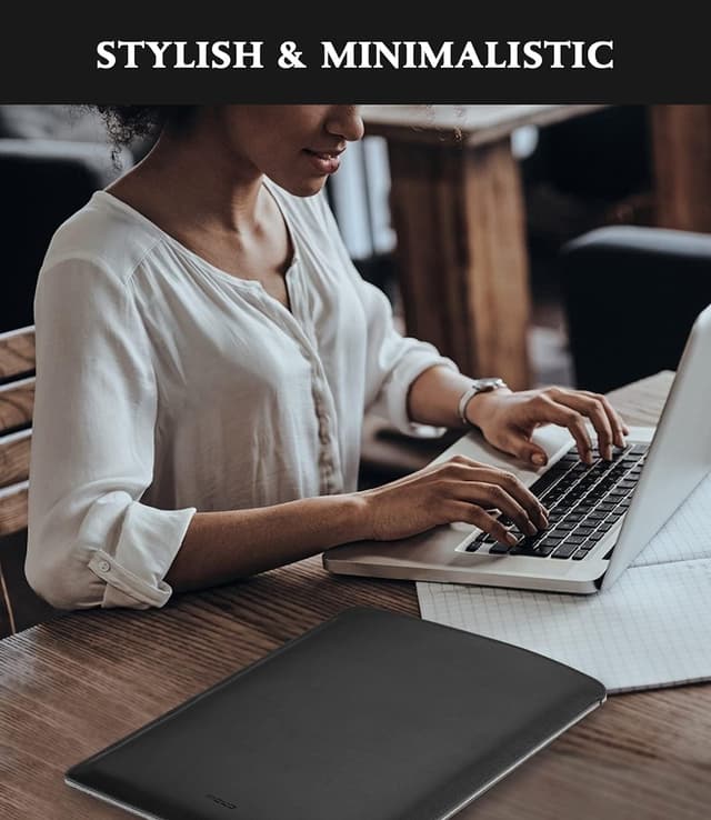 Detalle de MoKo Laptop-Hülle für MacBook Pro 14" (M2 Max, 2023/2021) – schlanke PU-Ledertasche mit Filzfutter, Schwarz