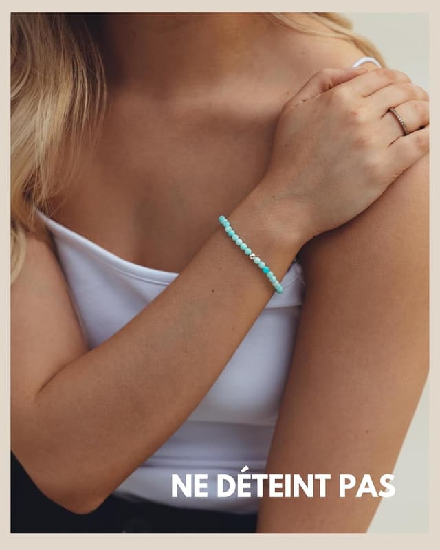 Detalle de GD GOOD.designs EST. 2015 Bracelet de perles en pierres naturelles et perle argent 925 (4 mm)