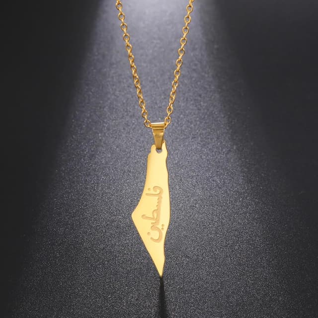 Detalle de EUEAVAN Palästina-Halskette mit Kontur-Karten-Anhänger aus Edelstahl