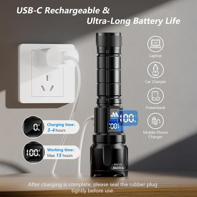 Detalle 2 de Wdtpro 6000LM Rechargeable Flashlight 2-pack 🔦