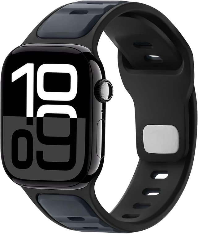 Detalle de Anlinser Sport Straps silicone loop band for Apple Watch 42mm/41mm/40mm/38mm (anthracite)