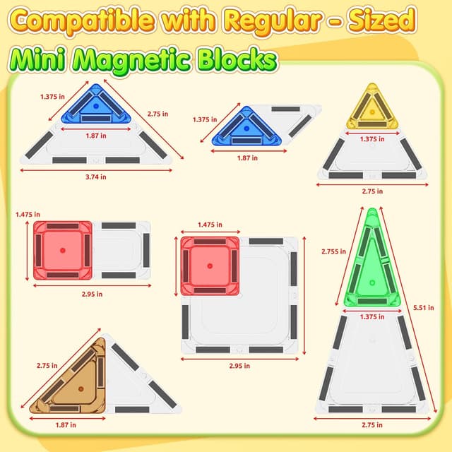 Detalle de 65PCS Mini Travel Magnetic Tiles Set