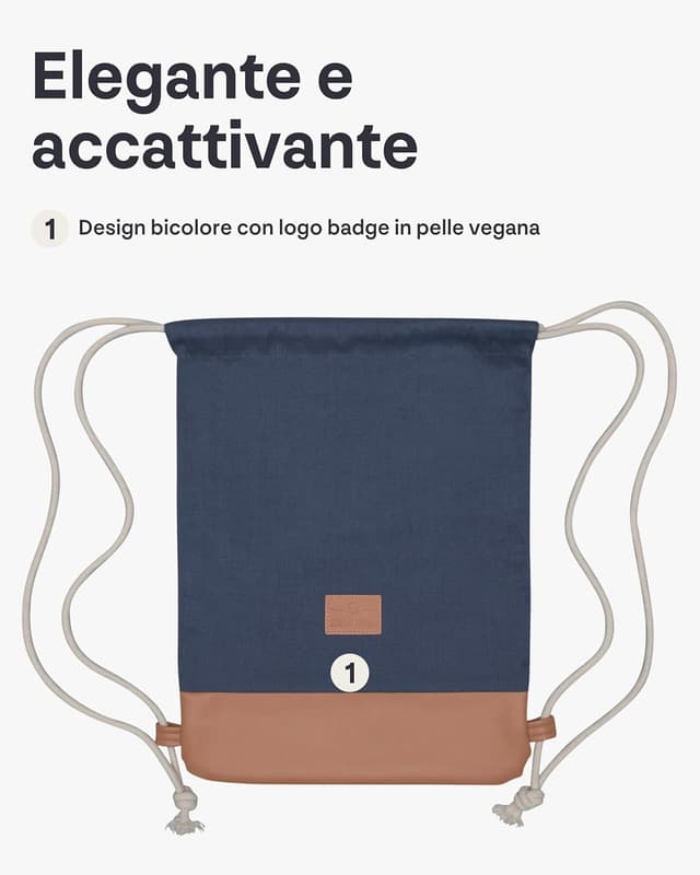 Detalle de Johnny Urban Zaino con cordoncino Luke in cotone idrorepellente: borsa sportiva per festival e palestra