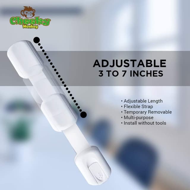 Thumbnail 6 de Cheeky Monkey® Cupboard Locks for Children (10 Pack) – Baby Proofing Cabinet & Drawer Safety Straps