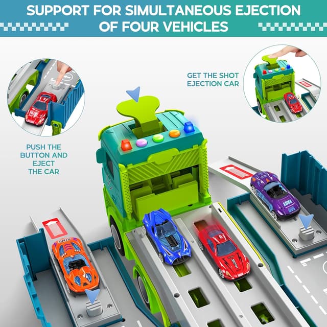 Detalle 1 de Carrier Truck Race Track Toddler Toys