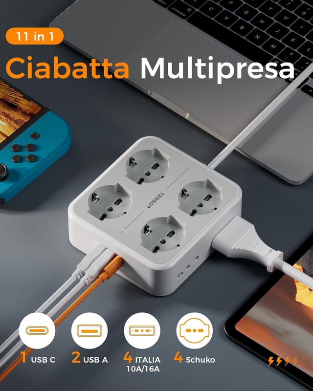 Detalle 2 de TESSAN Ciabatta Multipresa 5 m 🔌