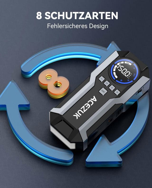 Thumbnail 1 de ACEZUK Starthilfe Powerbank 6000A 150PSI Kompressor