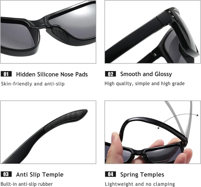 Detalle de SUNGAIT No Bounce & Slip Lightweight Polarised Sunglasses for Running, Golf and Outdoor Use