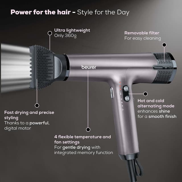 Detalle de Beurer HC100 hair dryer 1, ultra-lightweight