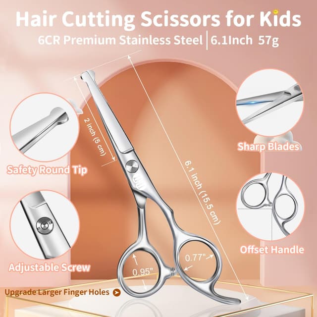 Thumbnail 1 de CIICII Kids Hair Scissors Set safety round tips ✂