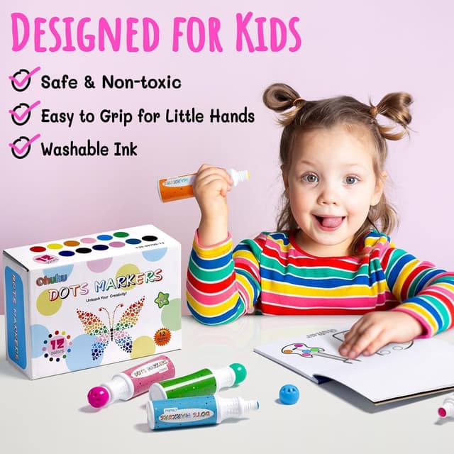 Detalle de Ohuhu Bingo Pens and Dabbers 12-pack, 40 ml each 🎨