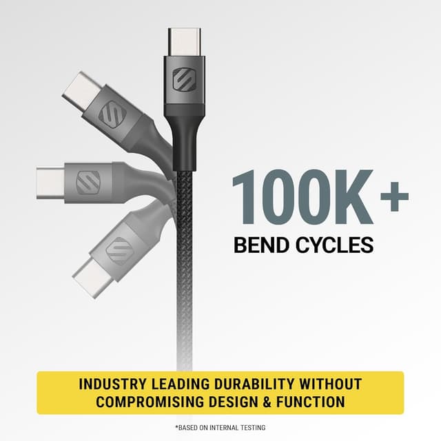 Detalle de Scosche Ci4B8SG-SP MFi Certified USB-C to Lightning Cable (8ft, Space Gray) for iPhone, iPad, and AirPods Pro