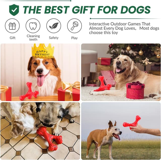 Detalle 2 de CVALIN Kauspielzeug für aggressive Kauer – unzerstörbares Naturkautschuk-Knochenspielzeug für große Rassen