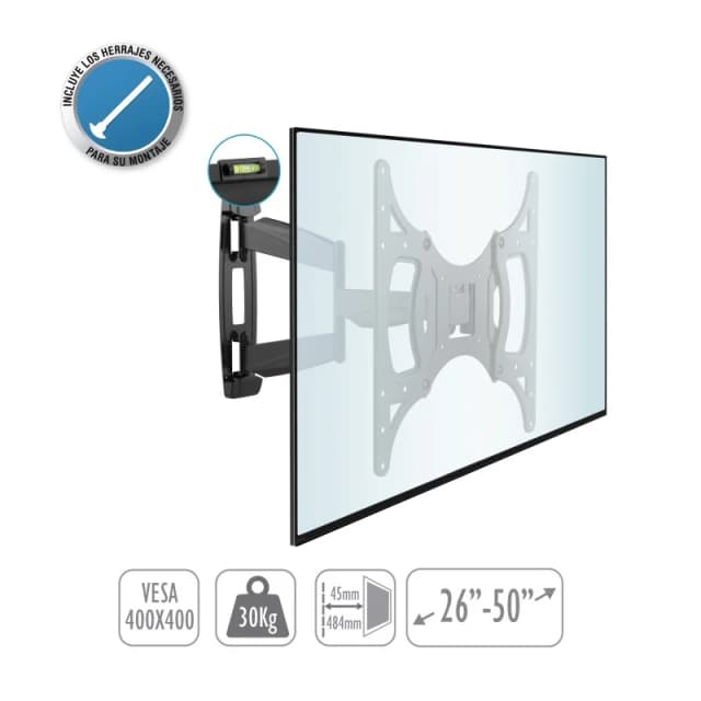 Detalle 2 de tm-electron TMSLC141: soporte de pared giratorio/abatible para TV de 26" a 50" (VESA 400x400, hasta 30 kg)