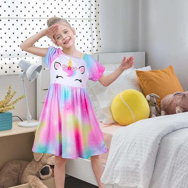 Detalle 2 de ICOSY Girls Nightgown Unicorn Dress 3T