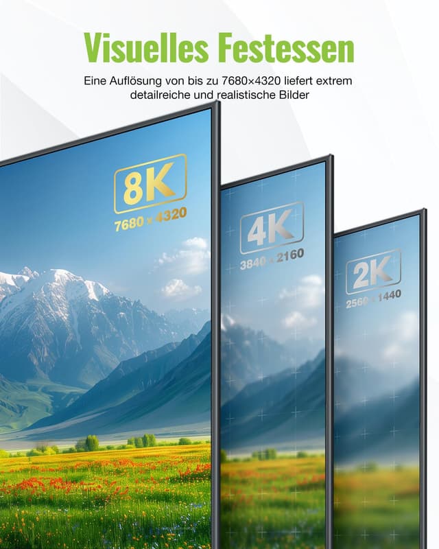 Detalle 2 de LEENUE HDMI 2.1 Verlängerungskabel 1 m (8K@60Hz, 4K@120Hz, 48 Gbps) mit Stecker-auf-Buchse