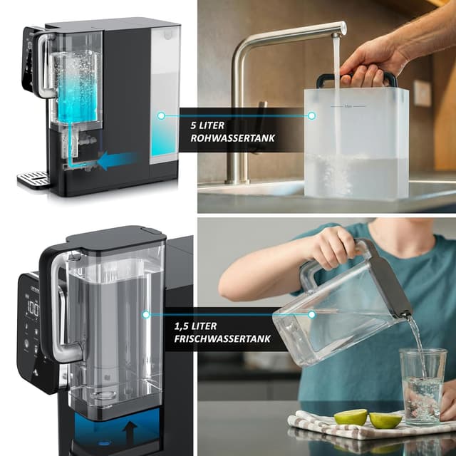 Detalle de Arendo Premium Osmoseanlage – 7-stufiges Filtersystem (5+2) mit Heißwasser bis 100 °C