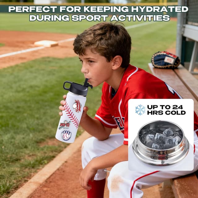 Detalle de RhythmFit Baseball Water Bottles 18 oz