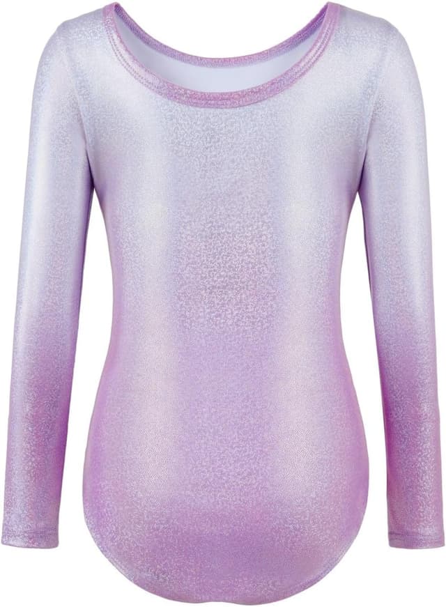 Detalle de Girls’ three-piece gymnastics leotard set with sparkling gradient design