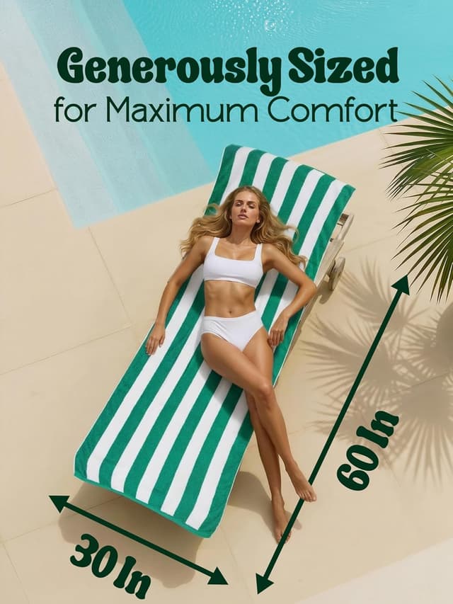 Detalle de Utopia Towels Cabana: set di 4 grandi asciugamani da spiaggia/piscina a righe (76 x 152 cm) in cotone filato