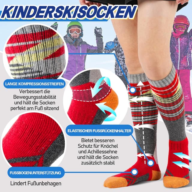 Detalle de ANTSANG Kinder Merino Skisocken 3 Paar